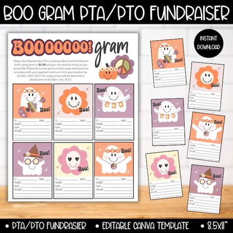 HelloRainbowPrints - Etsy Boograms Ideas, Boo Gram, Boo Grams, Halloween Fundraiser, Pto Flyers, Sports Fundraisers, Boo Boo Bags, Pto Ideas, School Cheer