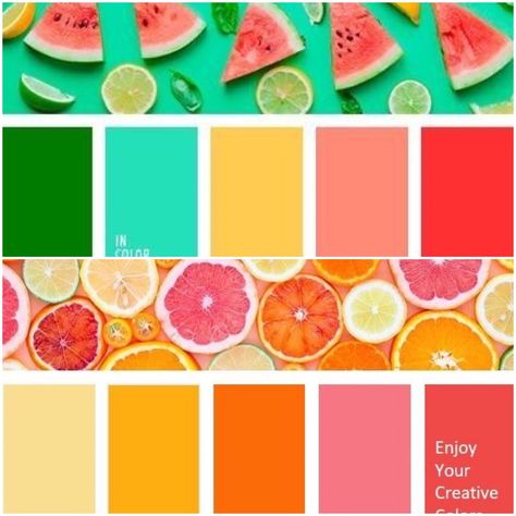 Fruity Color Palette, Nutrition Color Palette, Fruit Palette Color, Passionfruit Color Palette, Tropical Colour Palette, Watermelon Color Palette, Fruit Color Pallete, Juice Color Palette, Vibrant Tropical Color Palette