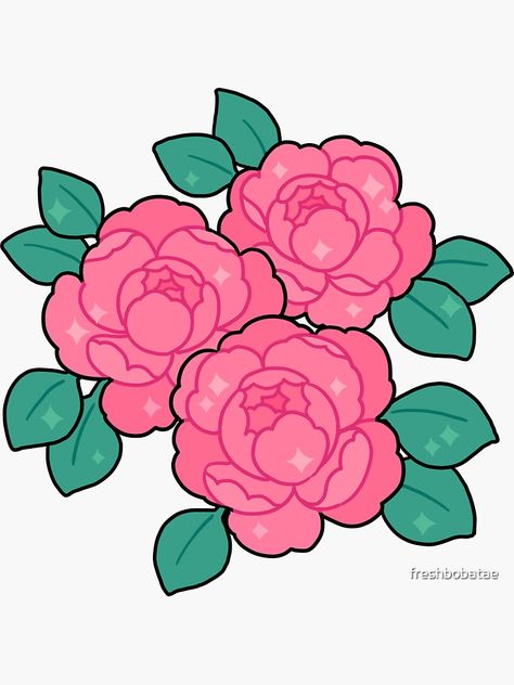 Peony Drawing, Stickers Cool, Posca Art, Stickers Kawaii, Tumblr Stickers, Bullet Journal Stickers, Floral Stickers, Kawaii Stickers, Anime Stickers