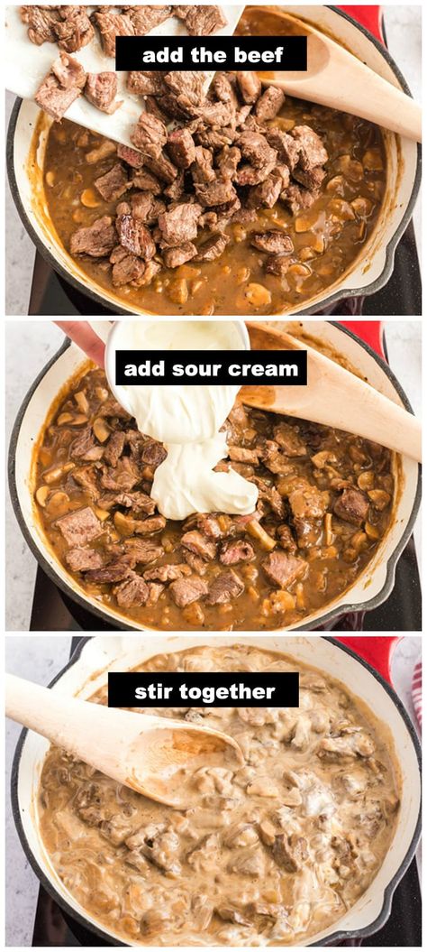 Leftover Steak Stroganoff, Easy Steak Stroganoff, Classic Stroganoff Recipe, Beef Stroganoff Leftover Steak, Leftover Steak Beef Stroganoff, Venison Beef Stroganoff, Leftover Steak And Mushroom Recipes, Sirloin Stroganoff Recipe, Leftover Beef Stroganoff Recipe