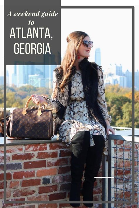 A Weekend Guide To Atlanta, Georgia | things to do in atlanta | things to do in atlanta for adults | atlanta restaurants | atlanta skyline | SheIn Self Tie Snake Print Dress | snake print dress outfit | ponce city market Outfits For Atlanta Georgia, Snake Print Dress Outfit, Atlanta Outfits, Tie Snake, Things To Do In Atlanta, Ponce City Market, Atlanta Travel, Visit Atlanta, Georgia Fashion