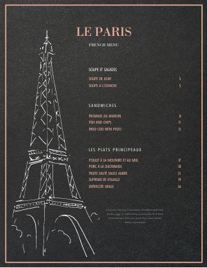 Inspired French Menu Template Designs - MustHaveMenus French Restaurant Menu, French Cafe Menu, Menu Maker, Diner Menu, Cafe Menu Design, Menu Card Design, Menu Layout, Wine Book, French Cafe