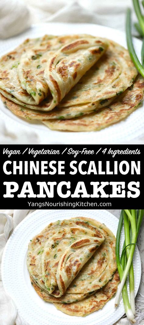 Chinese Scallion Pancakes (葱油饼) Chinese Pancakes Scallion, Scallion Bread Recipe, Onion Pancake Chinese, Gluten Free Scallion Pancakes, Easy Scallion Pancakes, Vegan Scallion Pancakes, Taiwanese Pancake, Steakhouse Desserts, Chinese Flatbread