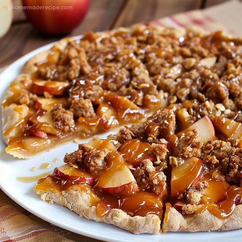 Apple Crisp Pizza, Delicious Apple Crisp, Caramel Cheesecake Bars, Moist Yellow Cakes, Caramel Apples Easy, French Toast Muffins, Apple Crisp Easy, Pineapple Desserts, Caramel Drizzle