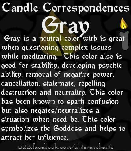 Candle Correspondences - Gray Grey Candle Meaning, Grey Candle Magic, Gray Candle Meaning, Gray Candle Magic, Candle Correspondence, Candle Meanings, Gray Candle, Candle Magik, Color Magick