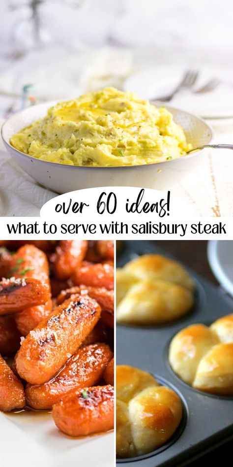 Salisbury Steak Sides Dishes, Salsbury Steak Sides Dinners, Hamburger Steak Sides Dishes, Salisbury Steak For A Crowd, Vegetarian Salisbury Steak, Salisbury Steak Casserole 12 Tomatoes, Banquet Salisbury Steak Recipe, Ideas For Side Dishes, Sides For Hamburgers