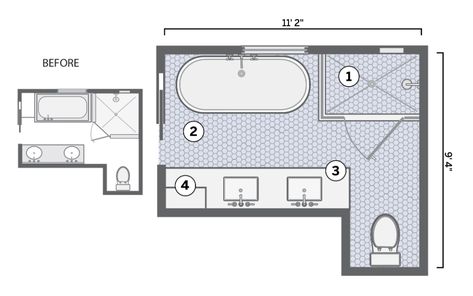 Small Bathroom Layout Ideas That Work - This Old House Bathroom Floorplan, Small Bathroom Floor Plans, L Shaped Bathroom, Bathroom Layout Ideas, Bathroom Layout Plans, Small Bathroom Layout, Bathroom Plan, Bathroom Layouts, Bathroom Design Layout