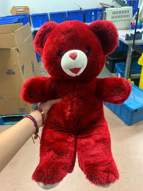 Red Stuffed Animal Aesthetic, Red Plushie, Red Stuffed Animal, Red Teddy Bear, Teddy Bears Valentines, Cute Furniture, Bear Stuffed Animal, Red Aesthetic, Christmas Animals