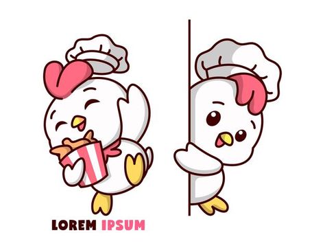 Chicken Cute Art, Cute Chicken Cartoon, Cute Chicken Names, Sausage Packaging, Meat Drawing, Chicken Suits, Chicken Mascot, Chicken Cartoon, Pig Logo