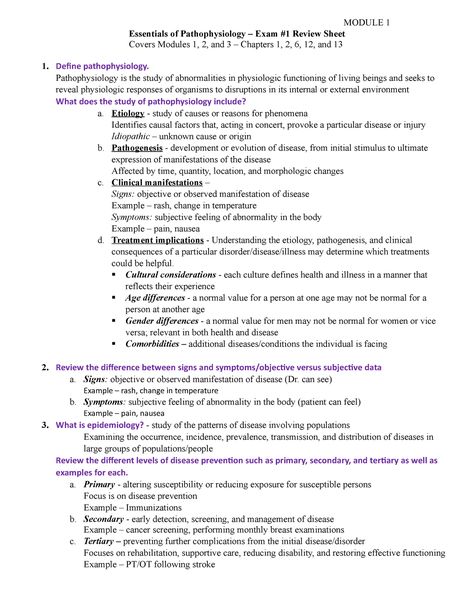 Essentials of Pathophysiology - Exam 1 review sheet updated - NUR2063 - StuDocu Advance Pathophysiology Nursing, Advanced Pathophysiology Fnp, Pathophysiology Nursing Study Guides, Pathophysiology Template, Dnp School, Pathophysiology Notes, Pathophysiology Nursing, Nclex Study Plan, Extracellular Fluid