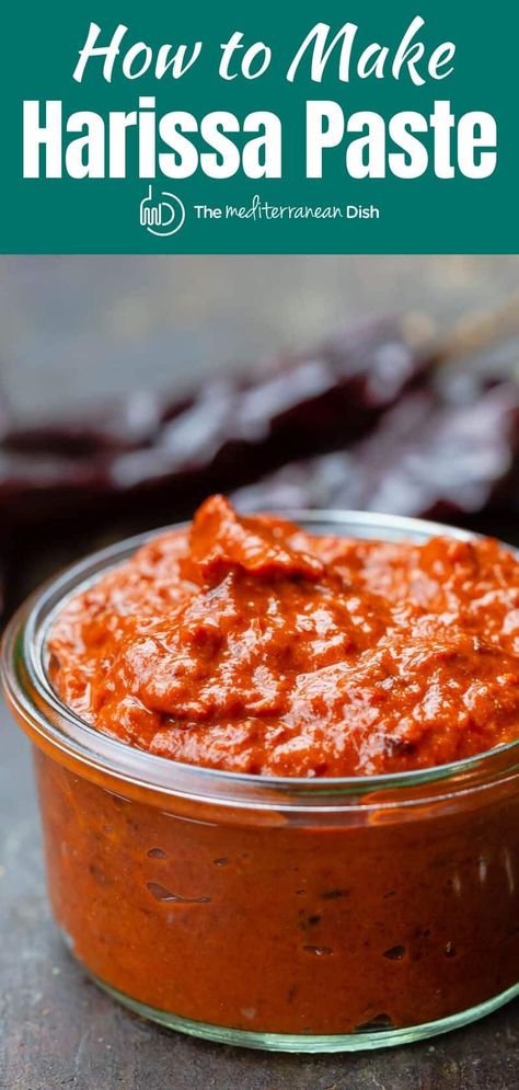 Harissa Paste Recipe, Homemade Harissa, Moroccan Vegetables, Harissa Recipes, Harissa Paste, Paste Recipe, Chili Paste, Moroccan Food, Mediterranean Dishes