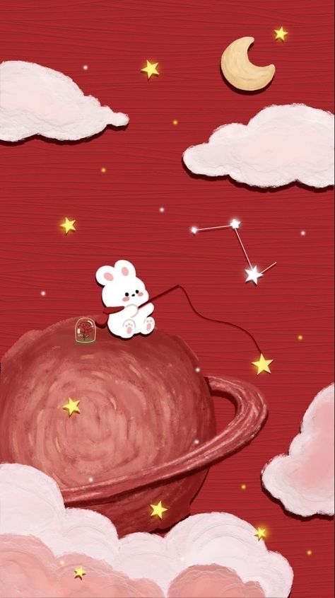 Red Iphone Home Screen, Cute Red Wallpapers Aesthetic, Rojo Aesthetic, Rabbit Wallpaper, Moon Space, Astronaut Wallpaper, Cocoppa Wallpaper, Space Wallpaper, Iphone Wallpaper Kawaii