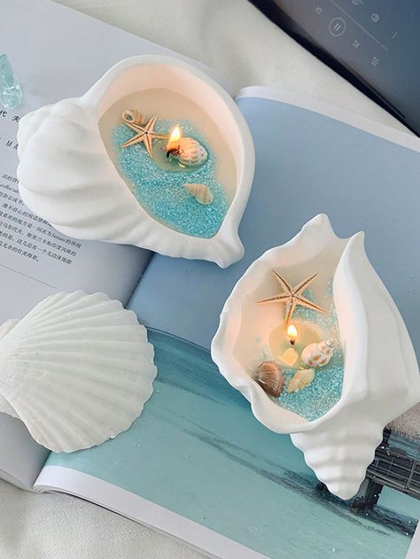 1pc European Shell Shaped Scented Candle, Home Decor Accent Multicolor    Wax     Home Decor, size features are:Bust: ,Length: ,Sleeve Length: Mermaid Office Decor, Sea Shell Bathroom, Preppy Coastal Decor, Expensive Room Decor, Beachy Candle, Cute Beach Room Decor, Sea Things, Shell Gifts, Mermaidcore Decor