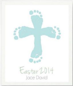 Baby Feet Easter Painting, Easter Craft Footprint, Easter Hand Print Art, Easter Hand And Footprint Crafts, He Is Risen Handprint Craft, Baby Easter Crafts For Grandparents, Easter Baby Feet Art, Easter Crafts For Kids Handprint Footprint Art, Spring Baby Footprint Crafts