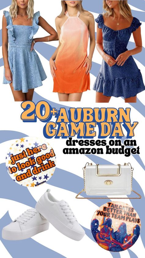 Shop 20+ game day dresses perfect for tailgating at Auburn and showing that tiger war eagle pride! Shop directly on amazon through the link. Game Day buttons by @reblcreative Auburn College Football Game Outfit, Auburn Game Day, Auburn Gameday, College Football Game Outfit, Game Day Buttons, Game Day Dresses, Football Buttons, College Football Games, Football Game Outfit