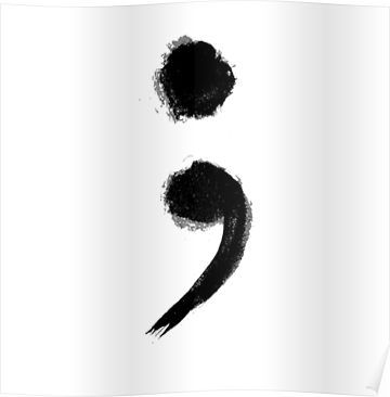 Semi Colon, Calligraphy, Black And White, White, Black