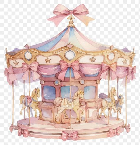 Carousel Illustration, Carousel Aesthetic, Pastel Carousel, Babies Nursery, Hobby Horses, Rocking Horses, Png Coquette, Merry Go Round, Pet Rocks