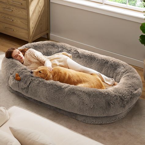 PRICES MAY VARY. Cushioned Bolster for Cozy Comfort: Discover absolute comfort with our upgraded human dog bed, featuring a cushioned bolster design that resists collapsing. Filled with chopped foam, it offers superb head and neck support, ensuring peaceful rest. Non-slip rubber dots on the base add stability, making it perfect for any room. Versatile and Spacious Relaxation: Our human dog bed is a relaxation haven, ideal for unwinding after a long day. Its spacious design is perfect for cuddlin Human Dog Bed Combo, Dog Bed For Bedroom, Human Size Dog Bed, Dog Couches, Eminem Daughter, Dog Bed For People, Giant Dog Bed, Big Dog Bed, Fluffy Dog Bed