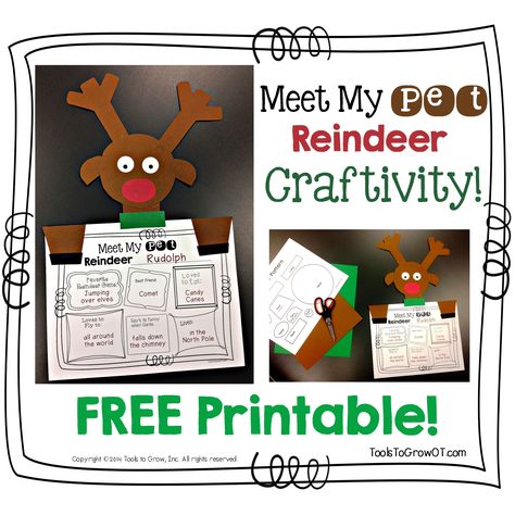 Reindeer Writing Activities, Pet Reindeer, Reindeer Writing, Reindeer Pet, December Activities, Christmas Writing, Pattern Template, Therapy Resources, Christmas School