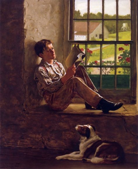 John George Brown (1831 – 1913) | AMERICAN GALLERY Brown Painting, Reading Art, Art Ancien, Reading A Book, Classical Art, The Study, Banksy, Window Sill, The Window