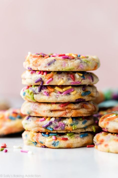 Coffee Break Cookies With Sprinkles, Drop Sugar Cookies, Sugar Cookies With Sprinkles, Sallys Baking, Frozen Cookie Dough, Sally's Baking, Frozen Cookies, Soft Bakes, Sprinkle Cookies