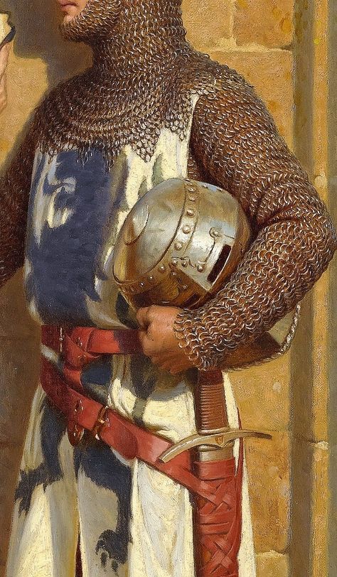 "The Shadow" by Edmund Blair Leighton Medieval Romanticism, Medieval Pictures, Edmund Blair Leighton, Hand Studies, Interesting Clothing, Pre Raphaelite Art, Medieval Armour, King Photo, My King