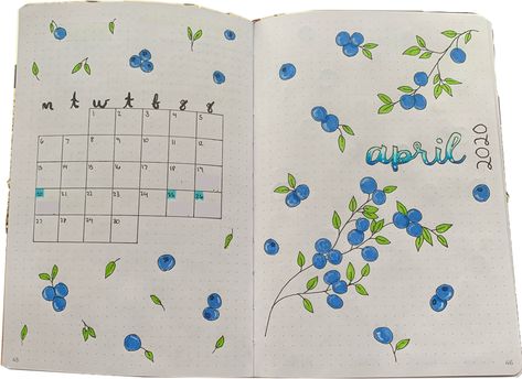 April Calendar Ideas, July Bullet Journal Cover Ideas, Titles Ideas, Blueberry Bullet Journal, July Bullet Journal Cover, July Theme Bullet Journal, July Monthly Spread Bullet Journal, April Bullet Journal, Journal Things