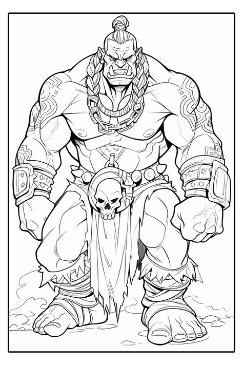 Future Rama, Orc Drawing Reference, Orc Sketch, Ogoh Ogoh, Dnd Character Coloring Pages, World Of Warcraft Coloring Pages, World Of Warcraft Orc Art, World Of Warcraft Orc, Monster Coloring Pages