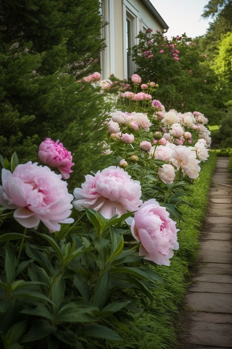 Peony Garden Design, Peony Flower Garden, Hydrangea Landscaping, Peony Garden, Planting Peonies, Garden Flower Beds, Peonies And Hydrangeas, Popular Flowers, English Cottage Garden