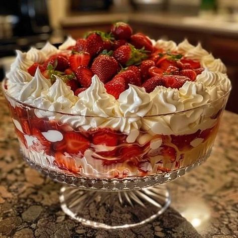 The Fruit Truck Pudding Salads, Strawberry Punch Bowl Cake, Strawberry Cheesecake Trifle Recipe, Strawberry Cheesecake Trifle, Chewies Recipe, Potatoe Recipe, Polish Sausage Recipes, Strawberry Punch, Trifle Bowl Recipes