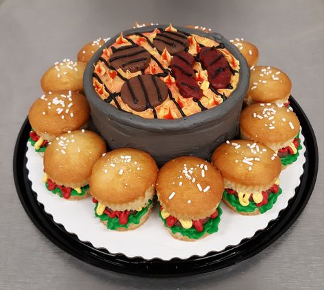 Bbq Grill Cake Ideas, Labor Day Cake Ideas, Party Combo Cake Ideas, Food Theme Cake, Fathers Day Dessert Ideas, Summer Cake Ideas, Easter Themed Cakes, Fish Cake Birthday, Bbq Cake