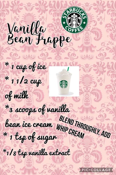 Homemade Starbucks Drinks Frappuccino, Diy Starbucks, Vanilla Frappuccino Recipe, How To Make A Vanilla Bean Frappuccino, Starbucks Vanilla Bean Frappuccino Recipe, Vanilla Bean Frappachino Recipe, Vanilla Bean Frappuccino, Starbucks Vanilla Bean Frappuccino Diy, Diy Vanilla Bean Frappuccino