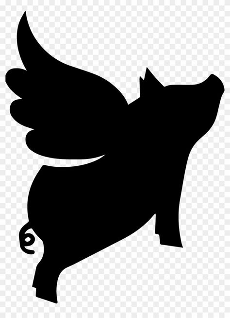 Fly Cartoon, Drawing Silhouette, Crow Flying, Pig Silhouette, Crow Silhouette, Flying Pigs, Craft Workshop, Pig Pictures, Flying Dog