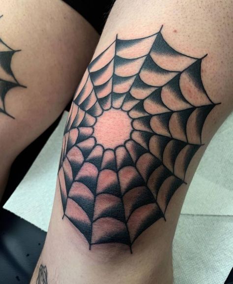 Traditional Spider Web Tattoo Design, Tattoo Spiderweb, Web Knee Tattoo, Spider Web Tattoo, Spiderman Web, Web Tattoo, Elbow Tattoos, New Template, Spider Tattoo