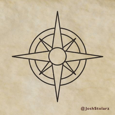 How to Draw a Simple Compass On Your Maps — MapEffects | Josh Stolarz Compass Drawing Simple, Compass Doodle, Compass Rose Drawing, Compass Rose Art, Map Effects, Simple Compass, Compass Star, Compass Drawing, Compass Art