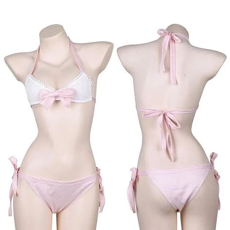 Bra And Panties Set, Pretty Swimsuits, Kawaii Swimsuit, Swimsuit Cosplay, Swimsuit Pink, Cute Lingerie, Cute Bathing Suits, Pink Swimsuit, Cute Swimsuits