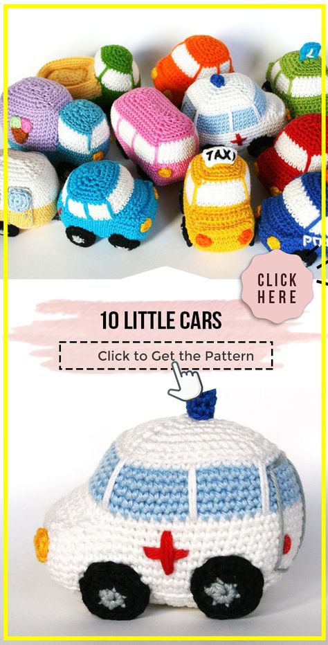 Amigurumi Easy, Crochet Baby Mobiles, Crochet Toys Free Patterns, Crochet Toys Free, Crochet Car, Knitting For Beginners Patterns, Pola Amigurumi, Crochet Baby Toys, Start Knitting