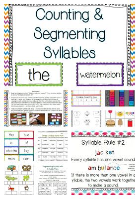 Counting and Segmenting Syllables Syllable Rules, Segmenting Words, Teaching Syllables, Cvc Word Work, Syllables Activities, Teaching Elementary School, First Grade Phonics, Teaching Phonics, Phonemic Awareness