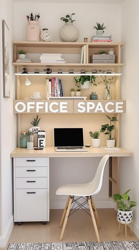 Tiny Office Space Ideas Storage Ideas For Small Office Spaces, Landing Office Space, Tiny Office Space Ideas Layout, Small Office Closet, Tiny Office Ideas, Tiny Office Space Ideas, Tiny Office Space, Micro Office, Office Under Stairs