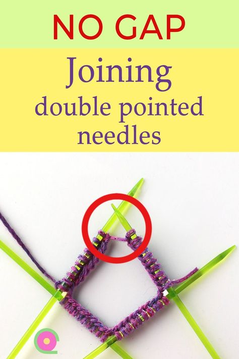 Knitting With 4 Needles, How To Join Knitting Pieces, How To Join Two Knitted Pieces, Knit Join In The Round, Joining Yarn, Knitting 101, Cast On Knitting, Double Pointed Knitting Needles, Knitting Hacks