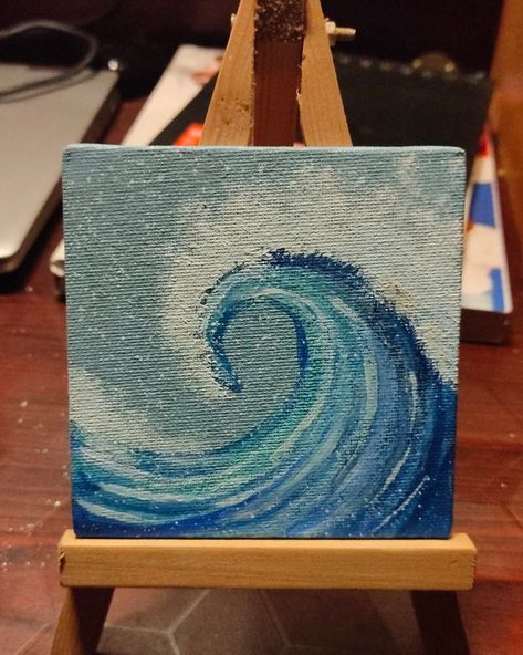 Acrylic wave painting on 4x4 canvas 4x4 Canvas Painting Ideas, Acrylic Wave Painting, Wave Painting, Canvas Art Painting, Painting Ideas, Canvas Painting, Art Painting, Canvas Art, Paintings