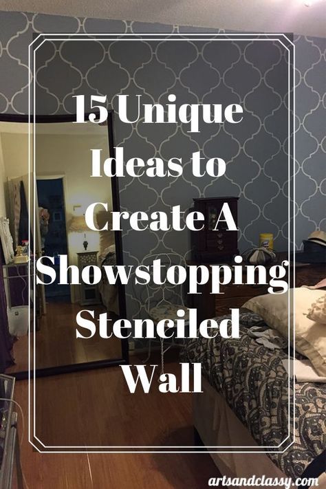 Stenciled Walls Ideas Bathroom, Wallpaper Stencil Patterns, Bedroom Stencil Wall Ideas, Kitchen Stencil Ideas, Wall Stencil Patterns Bedrooms, Stencil Patterns Wall, Diy Wall Stencil Patterns, Large Wall Stencil Patterns, Bedroom Wall Stencil