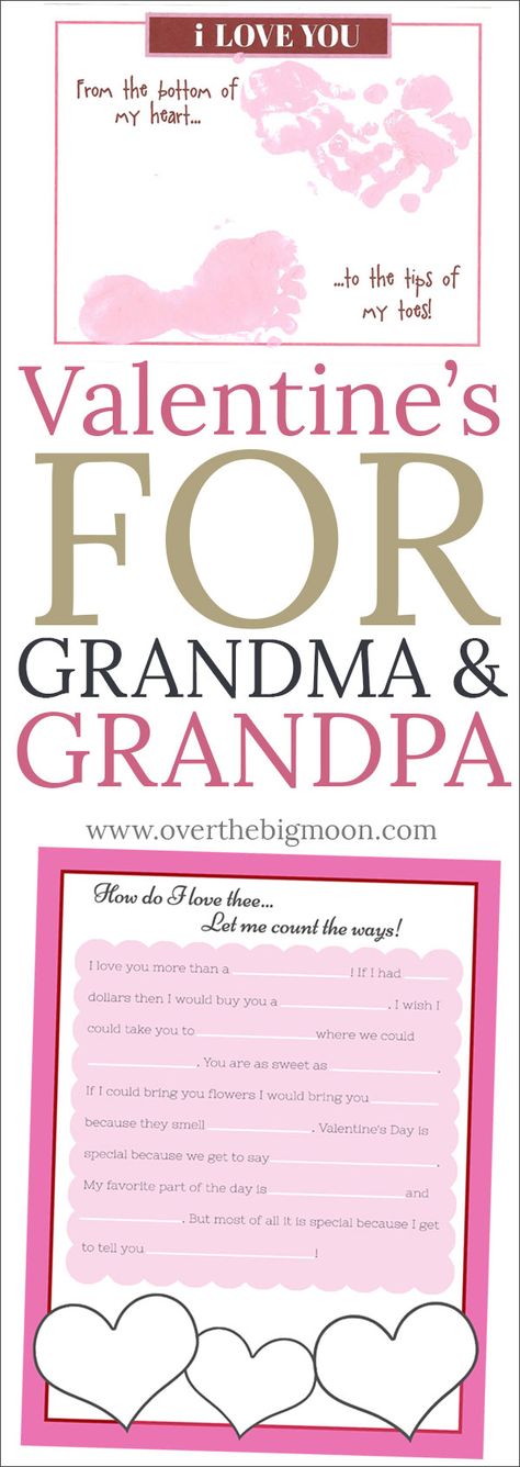 These Printable Valentine's for Grandparents are the perfect way to make your Grandparents feel loved on Valentine's Day! From overthebigmoon.com! Christmas Cards For Grandparents, Valentine's Printables, Grandparents Valentines, Clever Valentines, Valentines Treats, Kids Holidays, Valentines Day Messages, Big Moon, Valentine's Day Printables