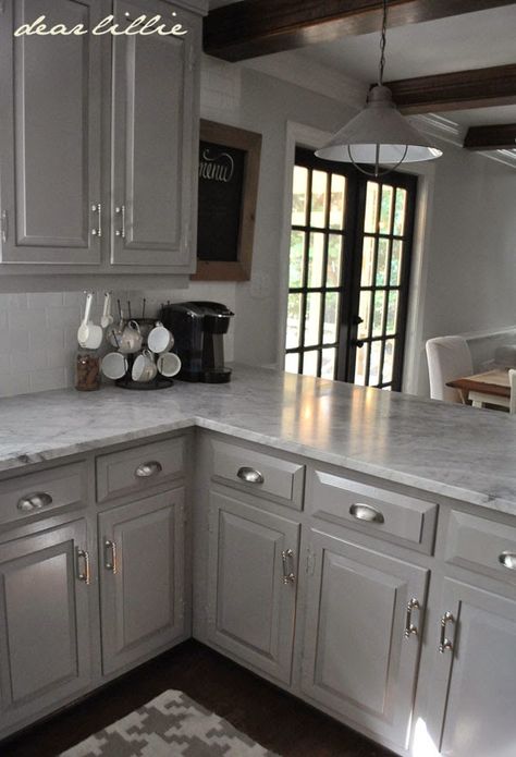 Farmhouse Revival, Decor Cabinet, Grey Kitchen Designs, Dear Lillie, Gray Cabinets, New Kitchen Cabinets, Kitchen Cabinets Makeover, Grey Kitchen Cabinets, Kitchen Cabinet Colors