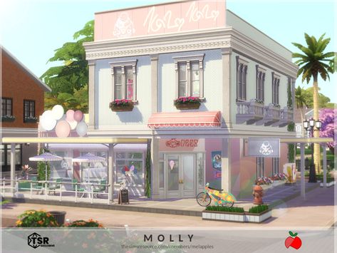 Sims 4 Ice Cream Shop, Restaurant Tycoon 2 Designs, Pastel Restaurant, Sims 4 Restaurant, Floor Dining, Cafe Ice Cream, Ice Cream Shoes, Lotes The Sims 4, Ice Shop