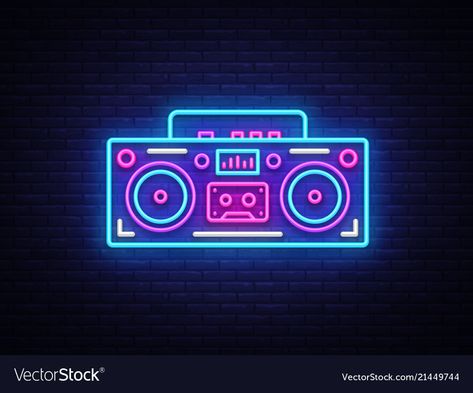 Music Neon, Tape Recorder, Web Blog, Music Design, Banner Printing, Retro Music, Image Photography, Design Element, Design Template