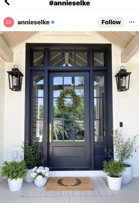 Full Glass Front Door, Front Entry Interior, Front Door Side Windows, Colonial Front Door, Glass Front Entry Doors, Double Front Entry Doors, Front Porch Summer, Center Hall Colonial, Front Entry Door