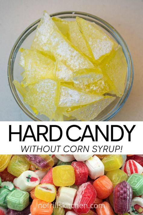 This hard candy recipe is easy to make and super delicious - and it doesn't use any corn syrup! this makes the perfect homemade gift for the holidays. Homemade Hard Candy Recipes, Christmas Hard Candy Recipes, Natural Candy Recipes, How To Make Hard Candy, Homemade Starburst, Diy Hard Candy, Corn Syrup Candy, Candy Without Corn Syrup, Hard Candy Recipes Easy