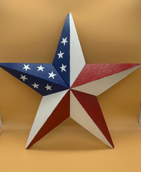 Outdoor Star Decoration, Metal Stars Decor Outdoor, Diy Fourth Of July Decorations, Porch Gable, Fireworks Clipart, Painted Stars, Star Flag, Fund Raiser, Patriotic Svg