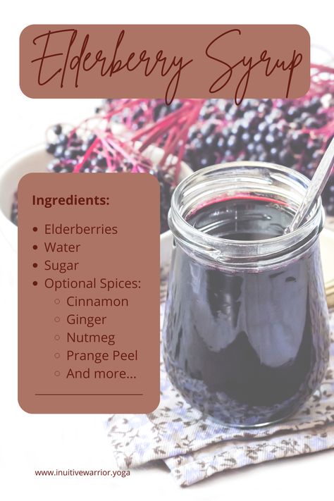 Three Natural Cold & Flu Fighters — Intuitive Warrior Yoga Elder Berry Syrup Recipe, Elderberry Pancake Syrup Recipe, Red Elderberry, Apothecary Recipes, Elderberry Growing, Make Elderberry Syrup, Cold Pressed Juice Recipes, Homemade Elderberry Syrup, Diy Apothecary